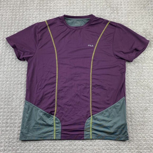 FILA F4 Athletic Shirt Men Large L Purple Gray Polyester Running Gym Workout - Picture 1 of 11